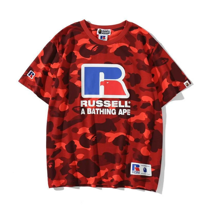 2024 New Bape Summer Printed Ape Head Shark Fashion Casual Hip Hop Men's and Women's Short Sleeve T-Shirt