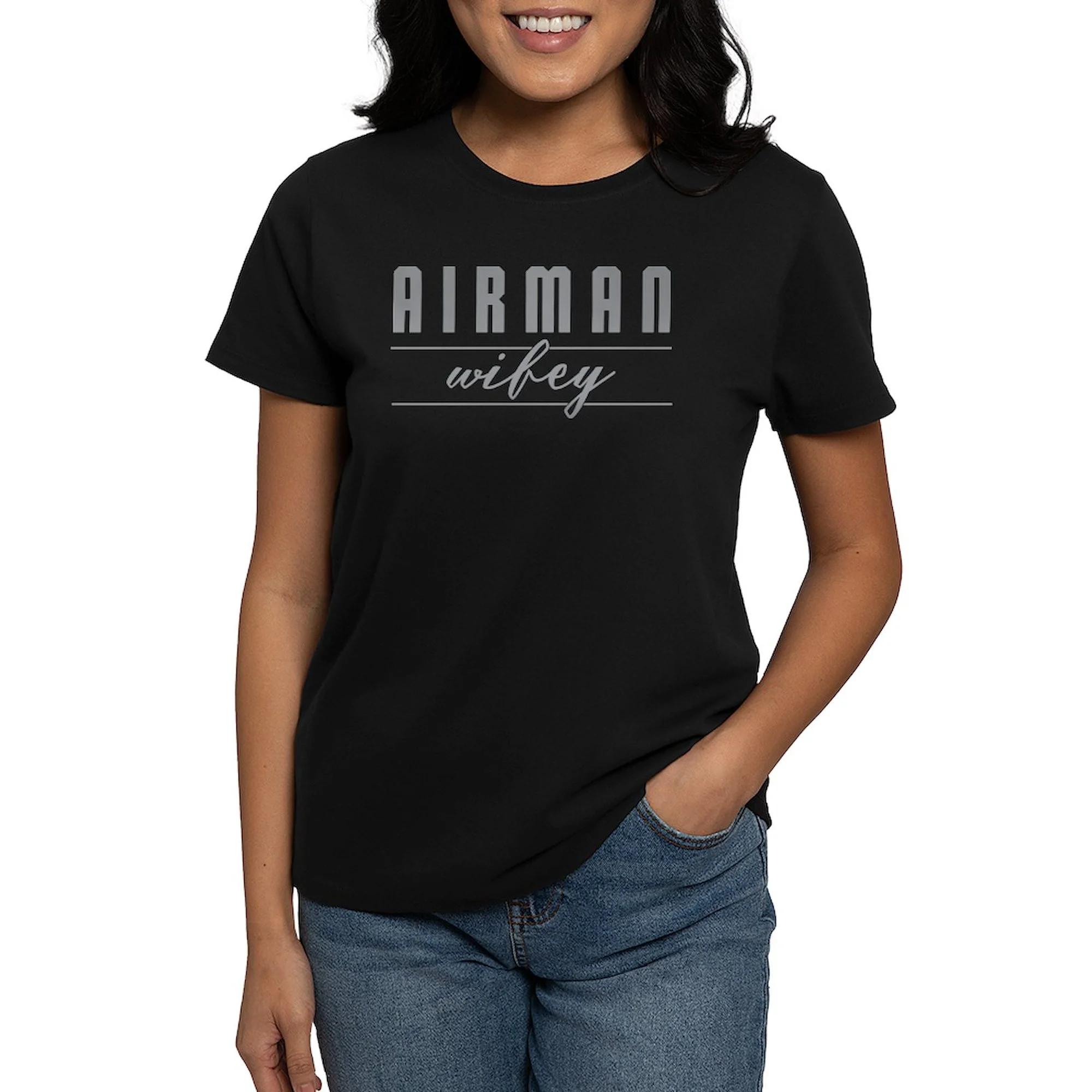 CafePress - Airman Wifey Women's Dark T Shirt - Women's Traditional Fit Dark T-Shirt