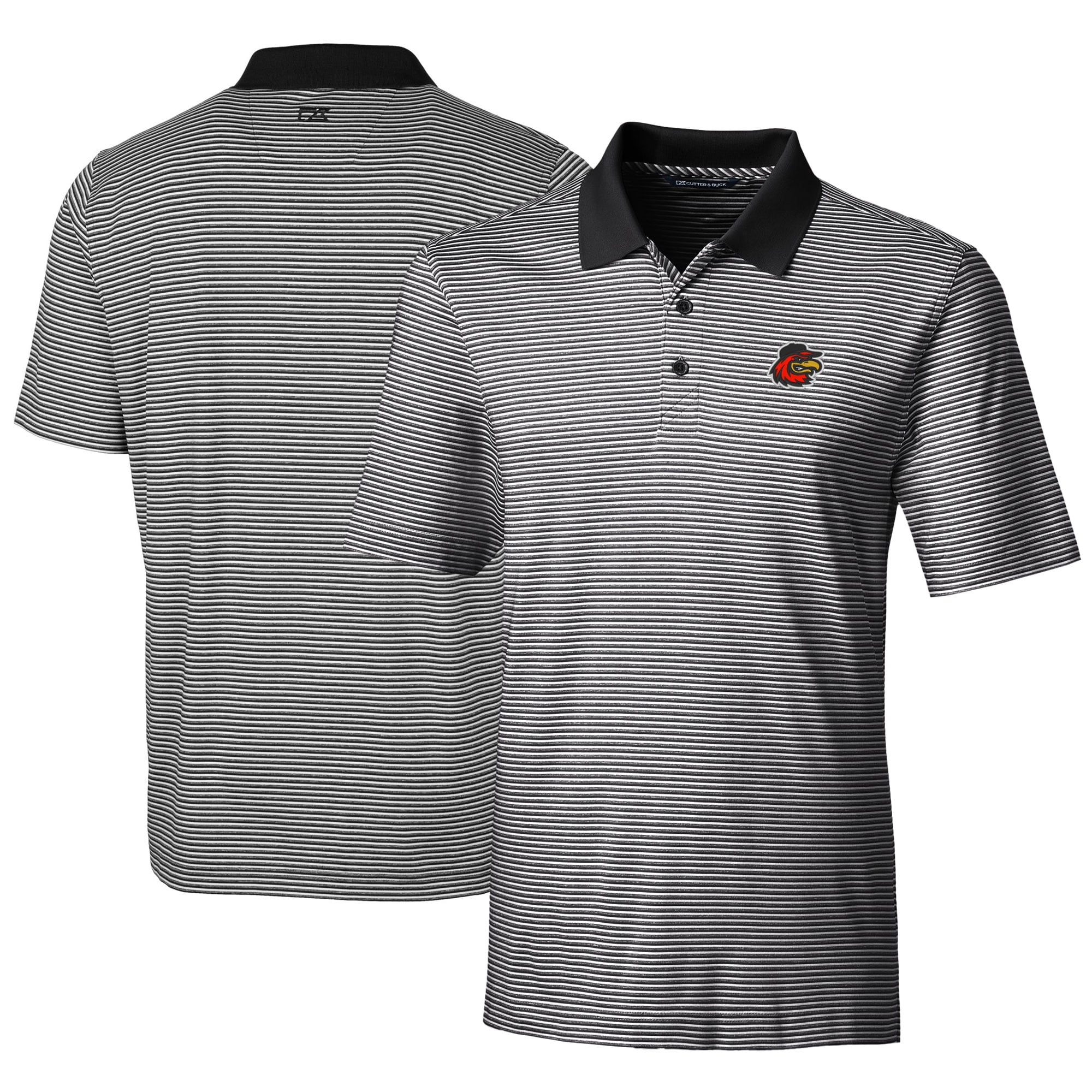 Men's Cutter & Buck Black Rochester Red Wings Big & Tall Forge Tonal Stripe Stretch Polo