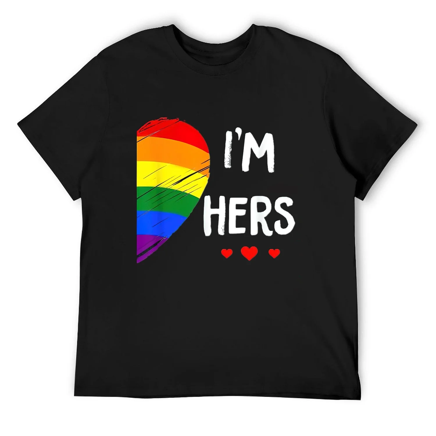 Mens Lesbian Couple Heart I'M Hers Matching Gay Lgbt Pride Month T-Shirt Black 2X-Large
