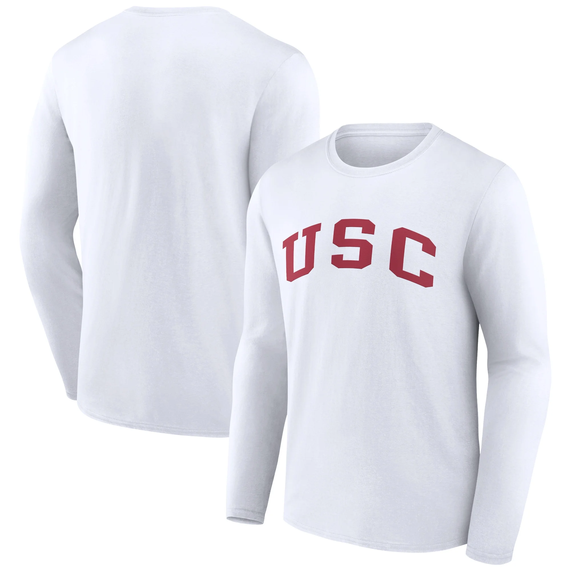 Men's Fanatics Branded White USC Trojans Basic Arch Long Sleeve T-Shirt