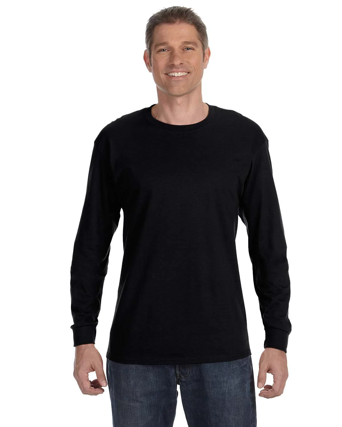 Hanes 5586 Men's Tagless Long Sleeve T-Shirt 1 Black 1 Light Steel XL Pack of 1