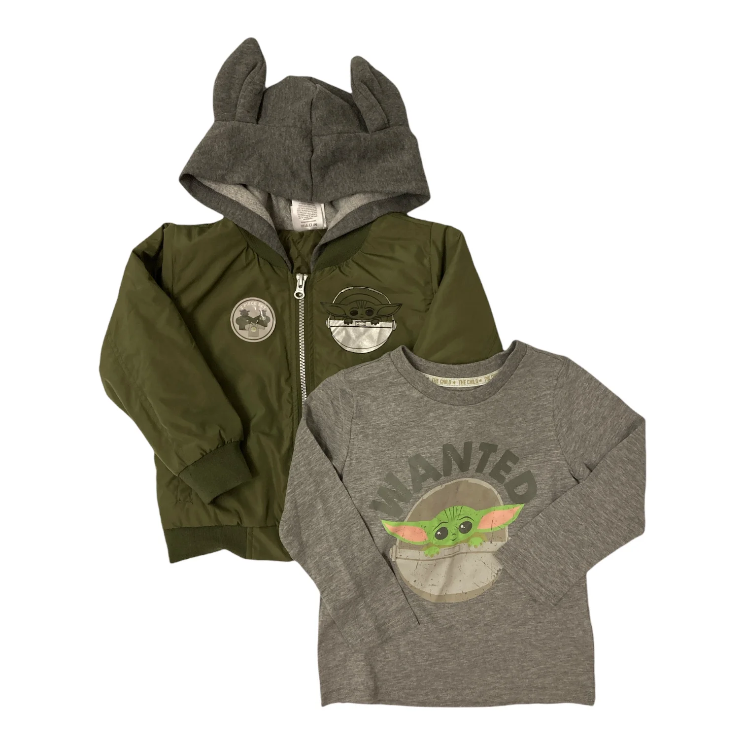 Disney Boy's Star Wars Mandalorian Baby Yoda Long Sleeve Shirt & Hooded Jacket Set (3T)