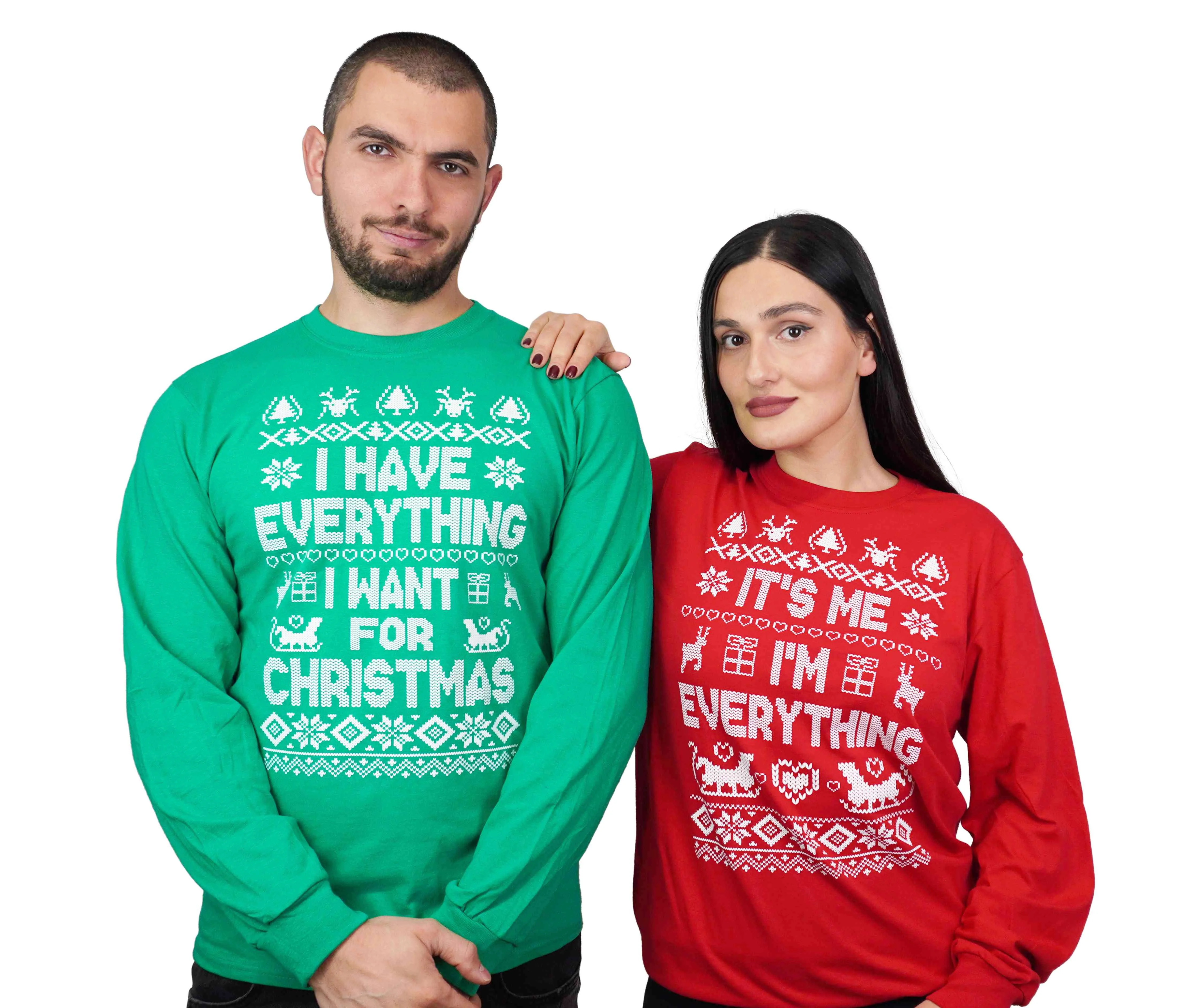 Women's long sleeve red I am everything matching christmas party long sleeve t-shirt (Womens XX-Large)