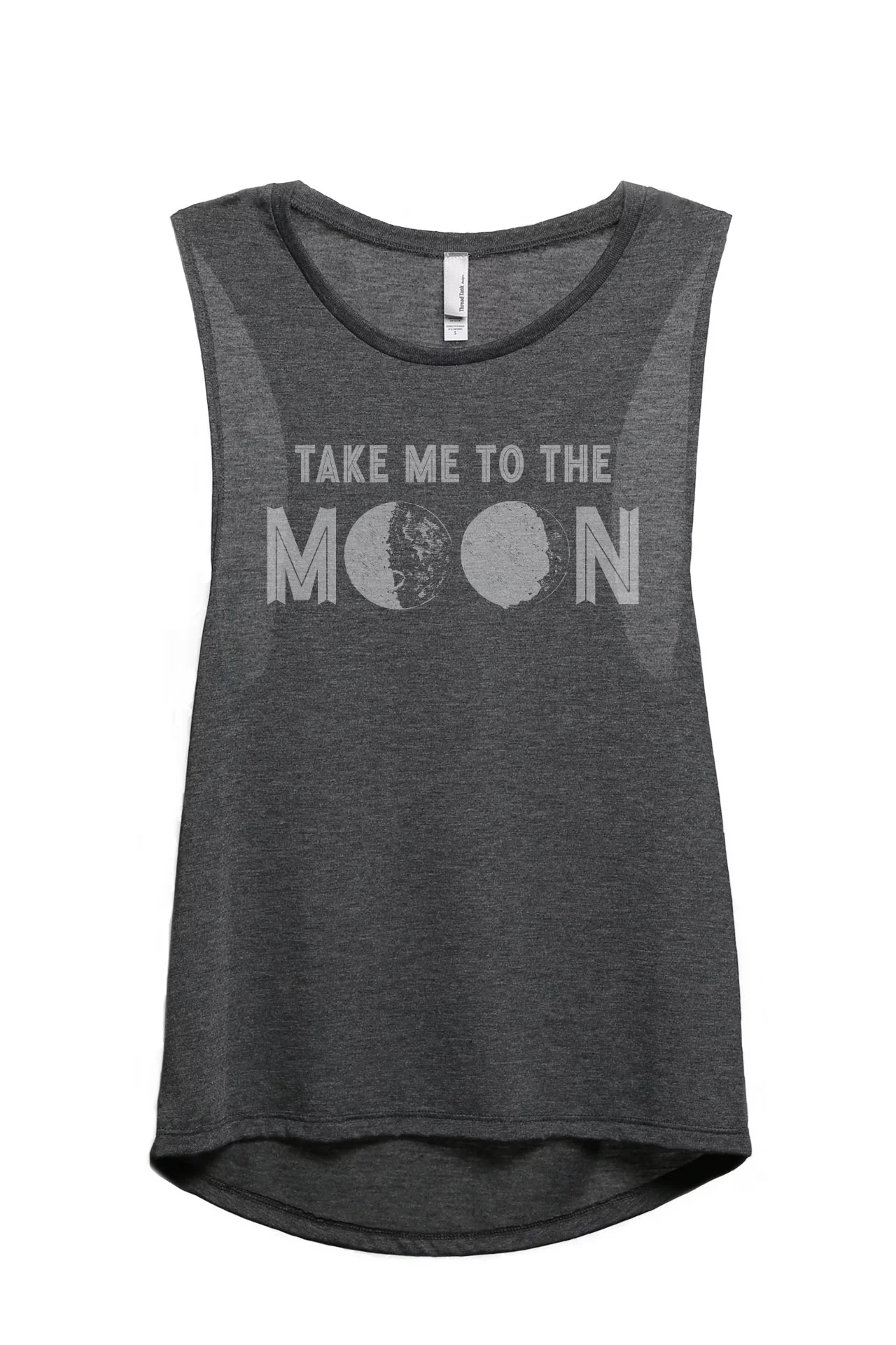 Thread Tank Take Me To The Moon Women's Sleeveless Muscle Tank Top Charcoal Medium