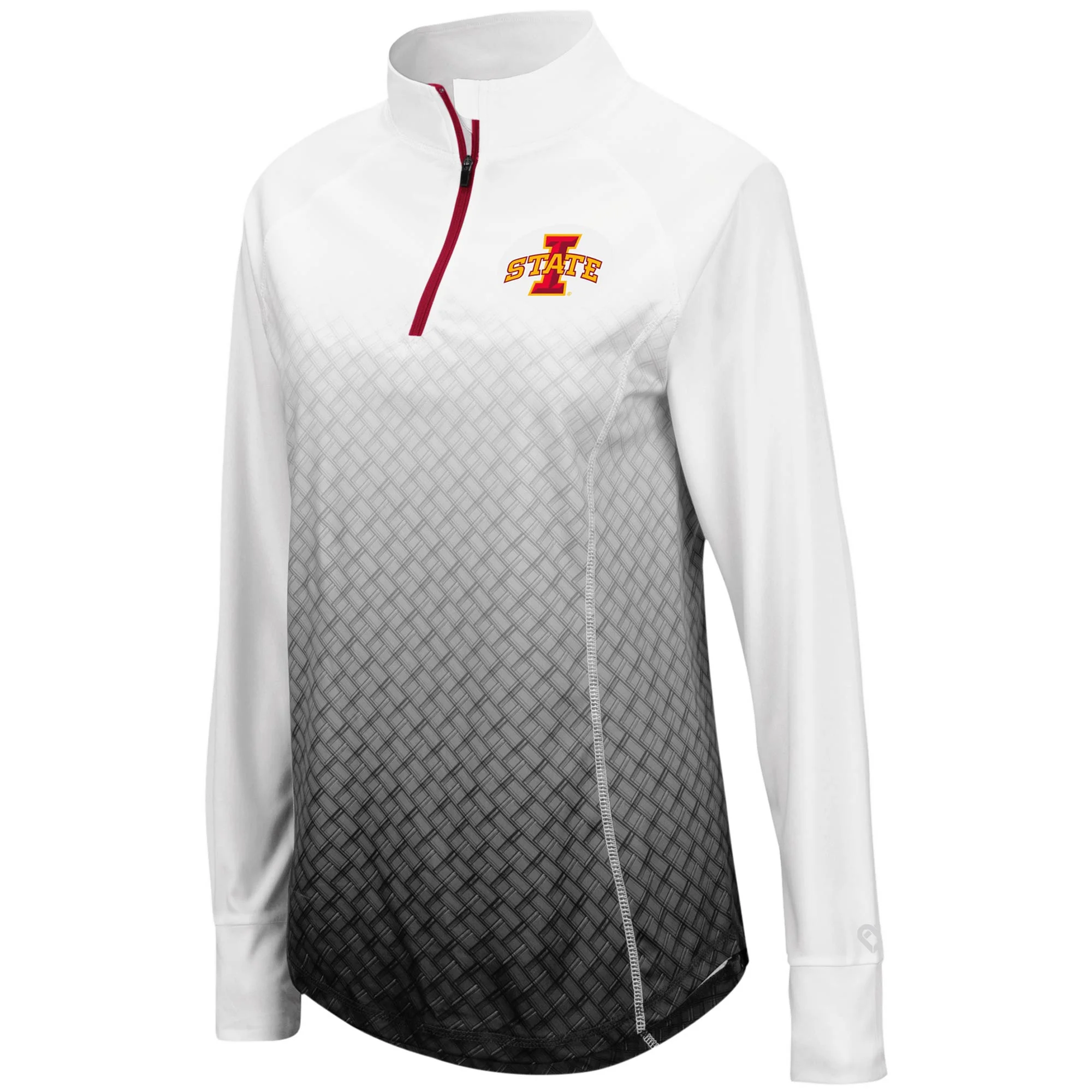 Women's Colosseum White/Black Iowa State Cyclones Magic Ombre Lightweight Fitted Quarter-Zip Long Sleeve Top