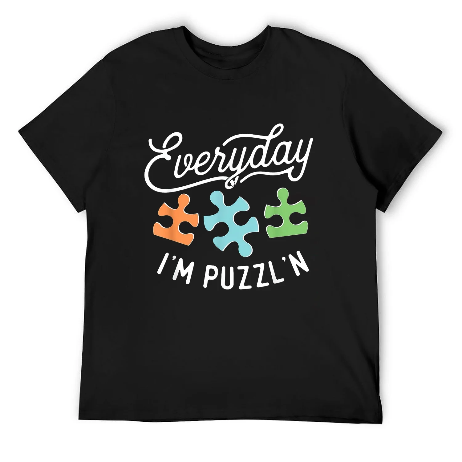 Mens Everyday I'm Puzzl'n - Puzzle Master Puzzler T-Shirt Black 2X-Large