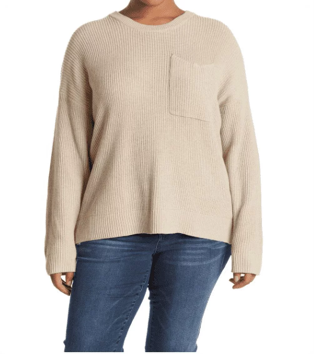 Madewell Women's Plus Size Thompson Knit Long Sleeve Sweater Pullover Tan M, NWT