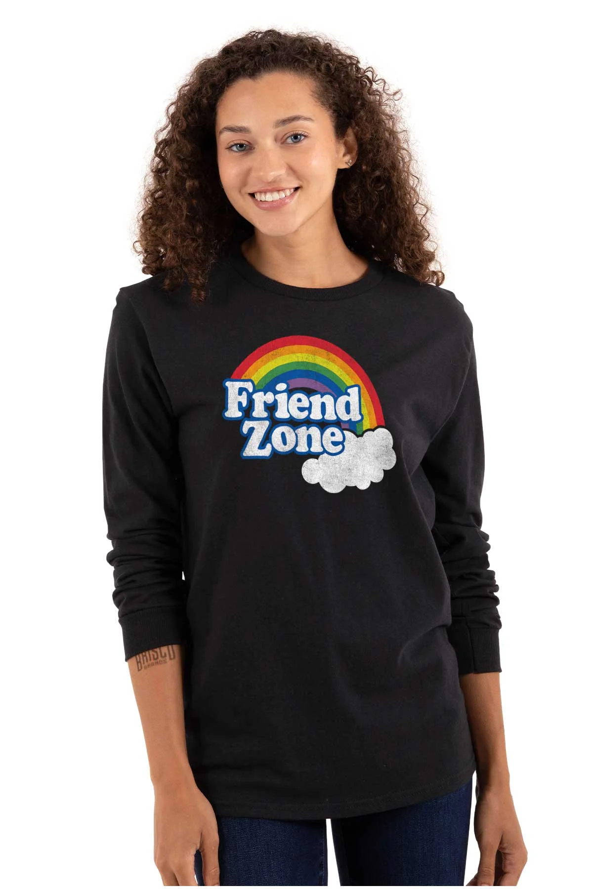 Friend Zone Funny LGBTQ Cute Rainbow Women's Long Sleeve T Shirt Brisco Brands S