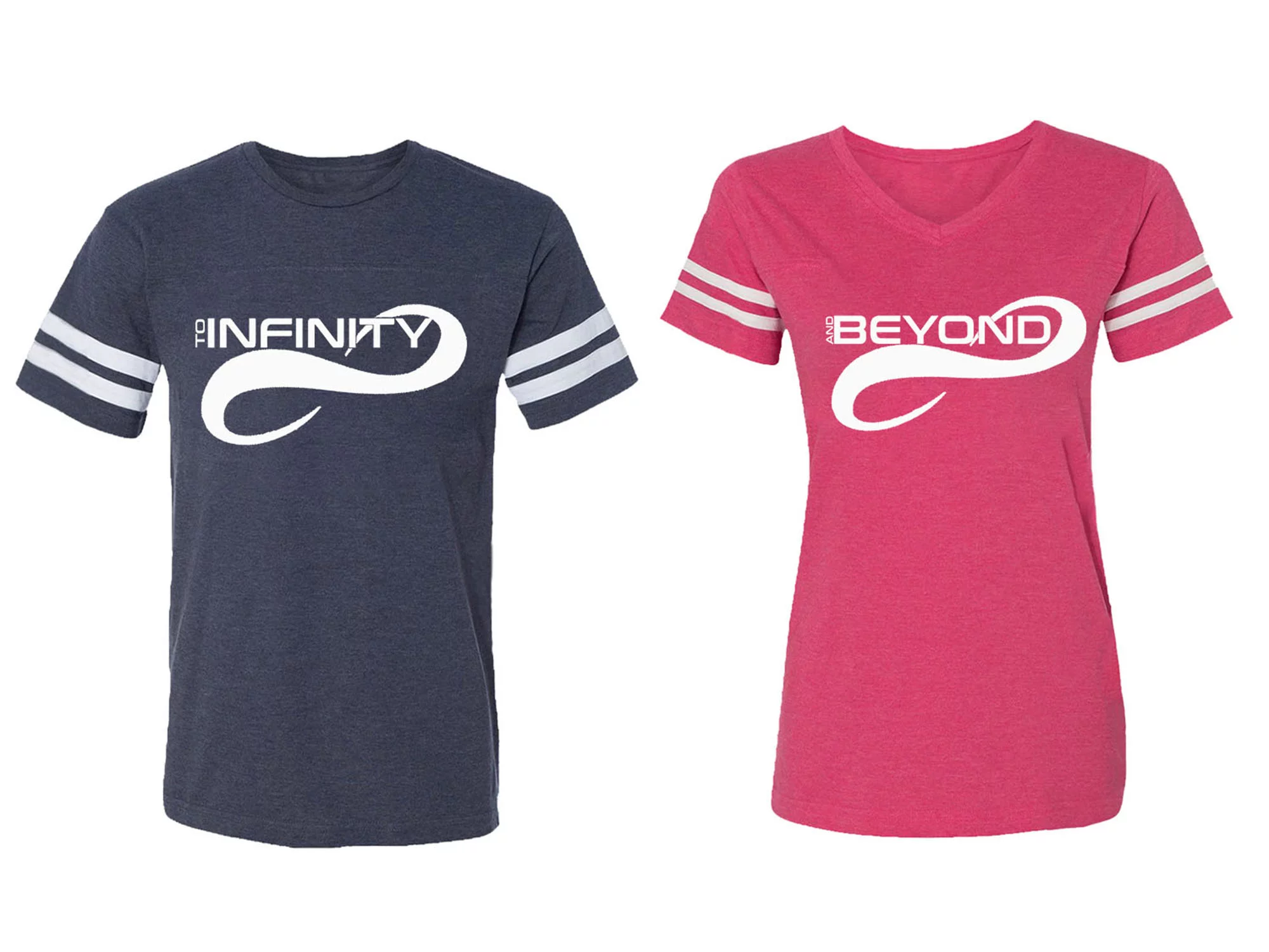 To Infinity And Beyond Matching Couple Cotton Jerseys (Men Navy / Women Pink) (Men M / Women M)
