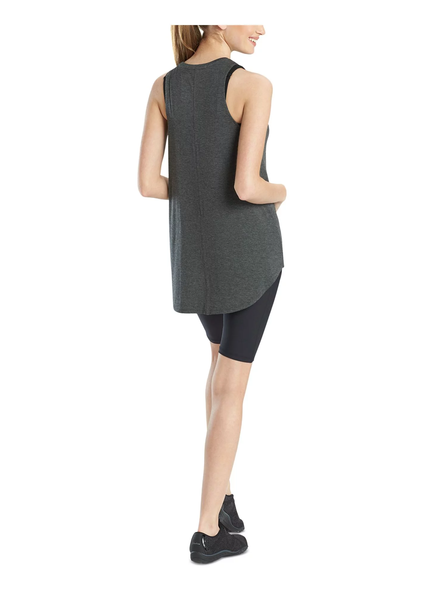 NATORI Womens Gray Stretch Heather Sleeveless Crew Neck Active Wear Tank Top XL