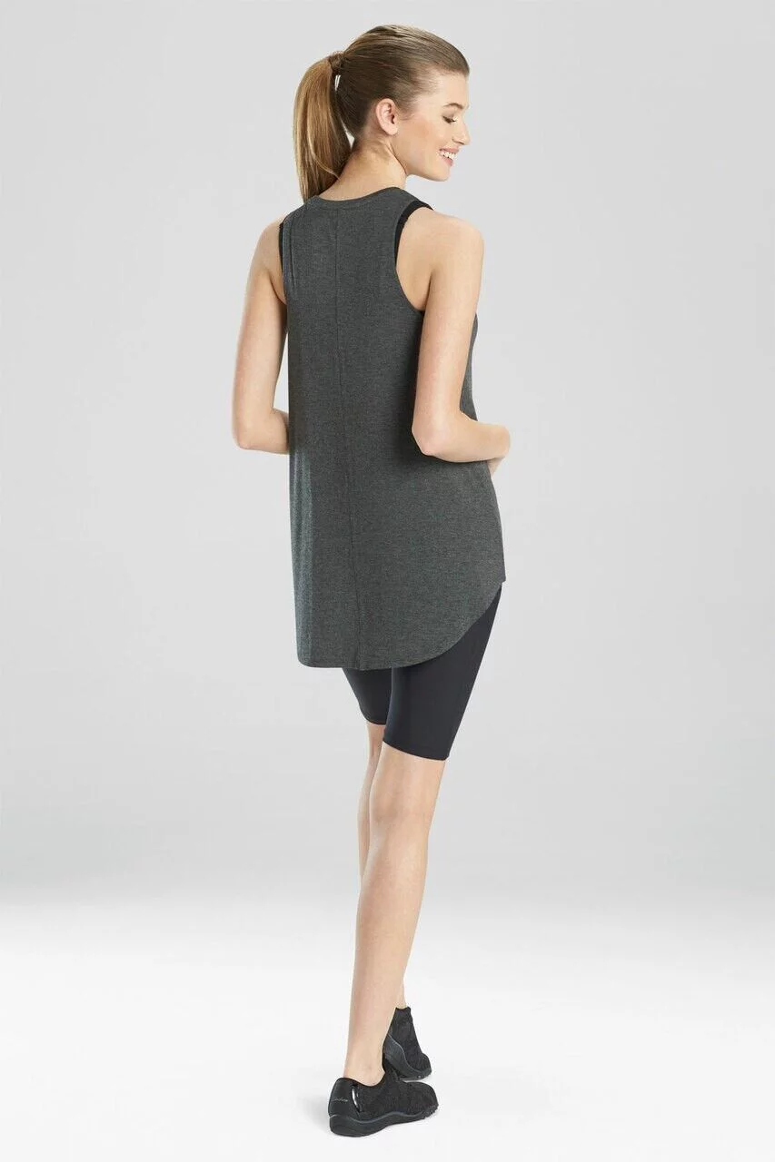 JOSIE Womens Gray Stretch Heather Sleeveless Crew Neck Active Wear Tank Top L