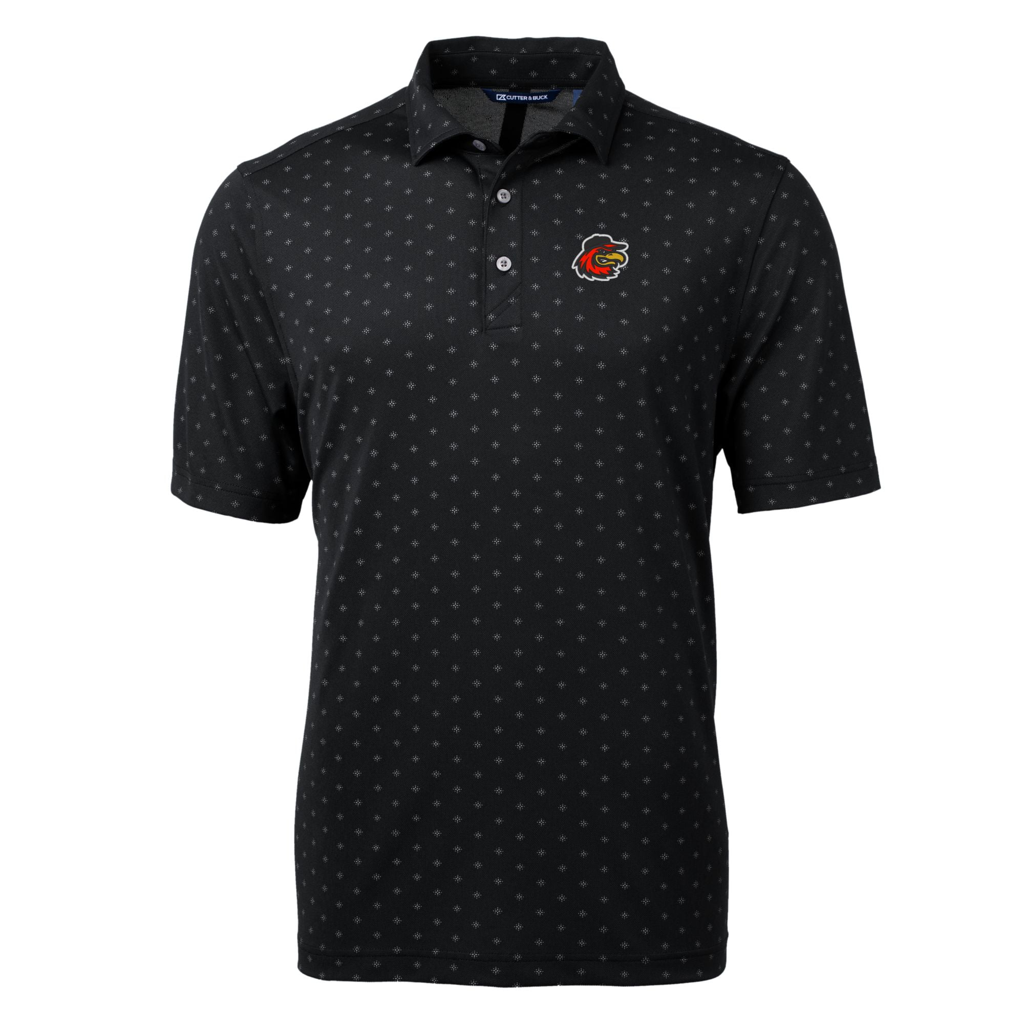 Men's Cutter & Buck Black Rochester Red Wings Virtue Eco Pique Tile Print Recycled Polo