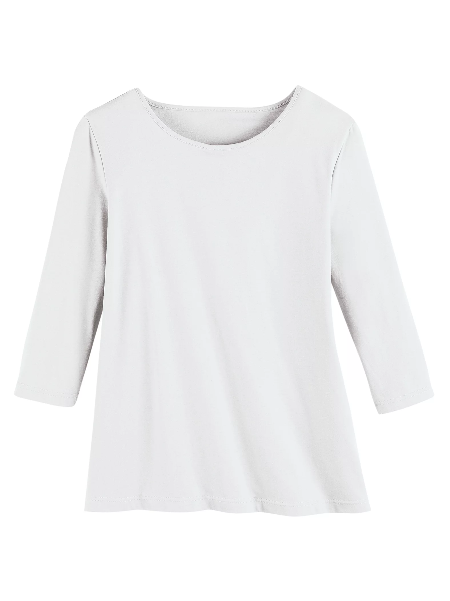 Collections Etc Versatile 3/4 Sleeve & Scooped Neckline Cotton Knit Top