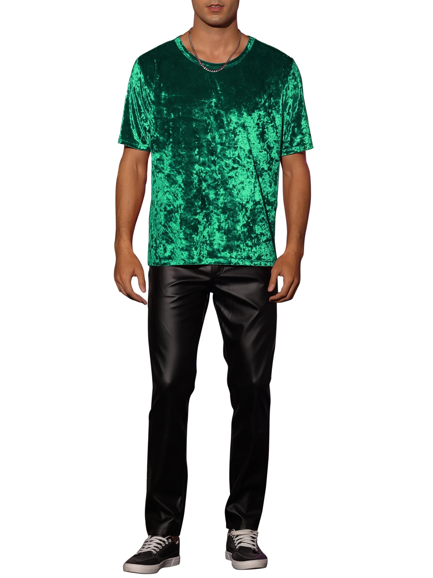 Lars Amadeus Velvet T-Shirt for Men's Classic Short Sleeve Crew Neck Tee Tops Shirts
