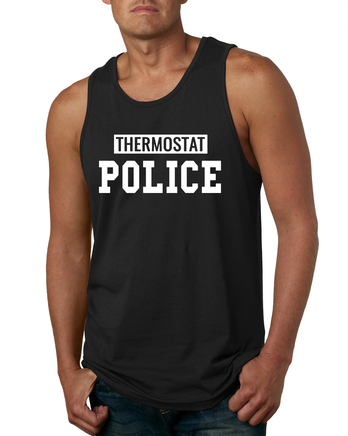 Wild Bobby, Thermometer Police Funny Husband Dad Wife Mom Gift Idea, Humor, Men Graphic Tank Top, Black, Small