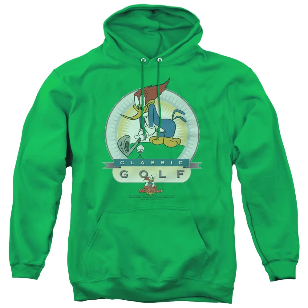Woody Woodpecker Classic Golf Adult Pullover Hoodie Sweatshirt Kelly Green