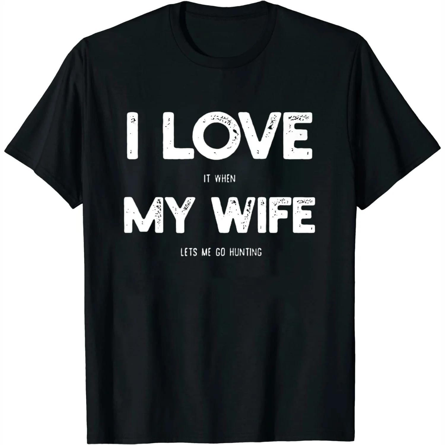 Womens Mens I Love Wife Lets Me Go Bow Deer Hunter Hunting Husband Gift T-Shirt Black Small