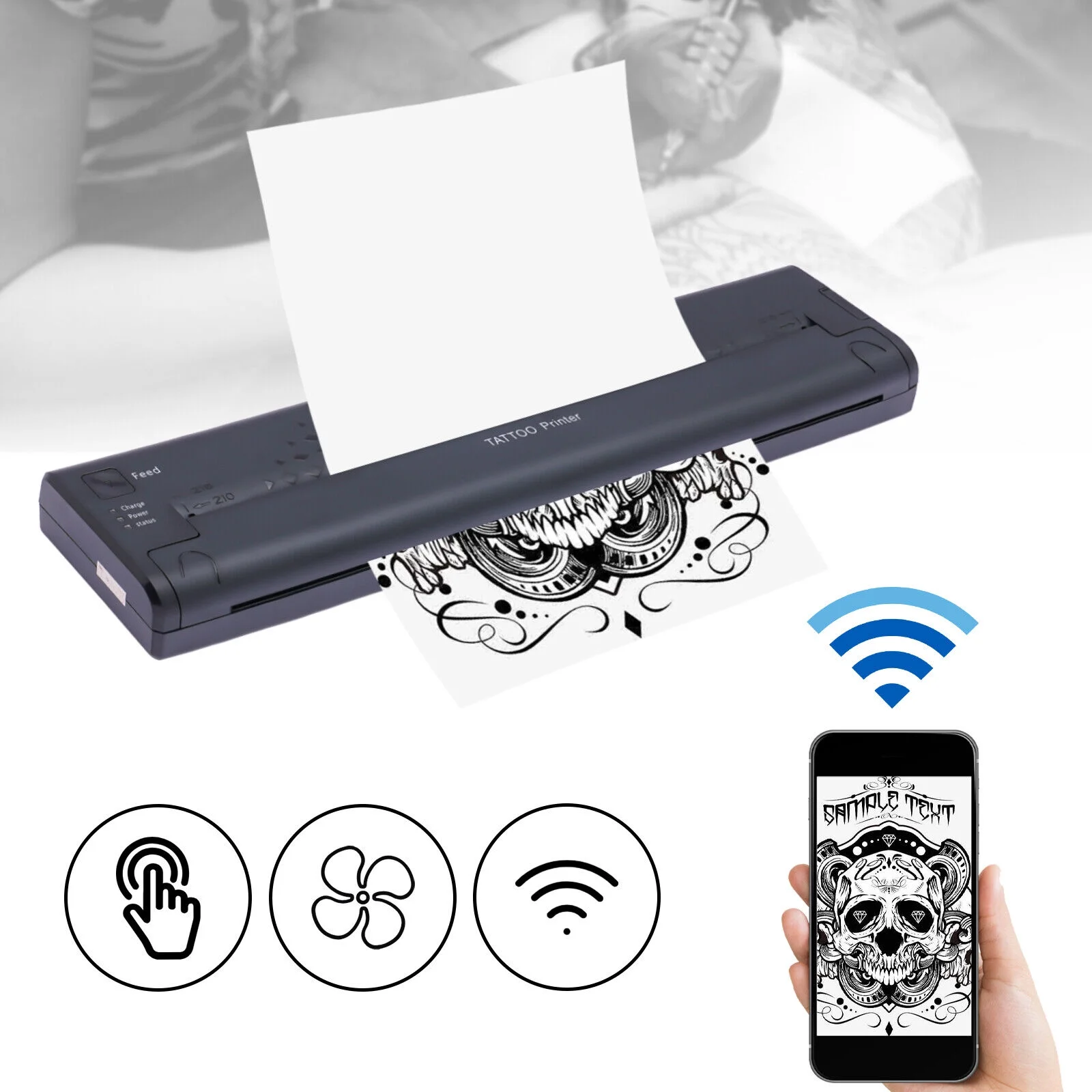Wireless Tattoo Thermal Stencil Maker Tattoo Transfer Copier Printer Machine A4 Paper