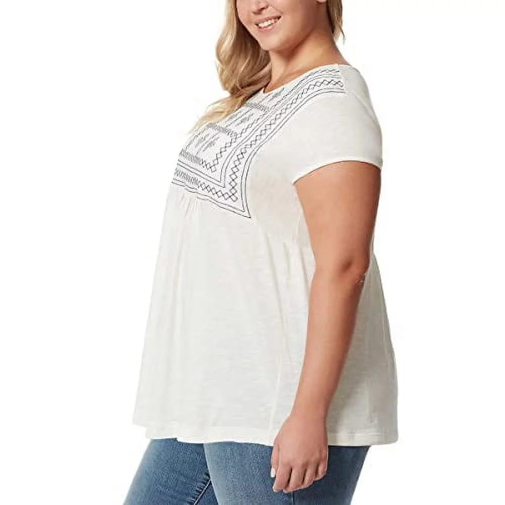 Gloria Vanderbilt Ladies' Size Small Embroidered Tee Shirt, White (Jet Stream)