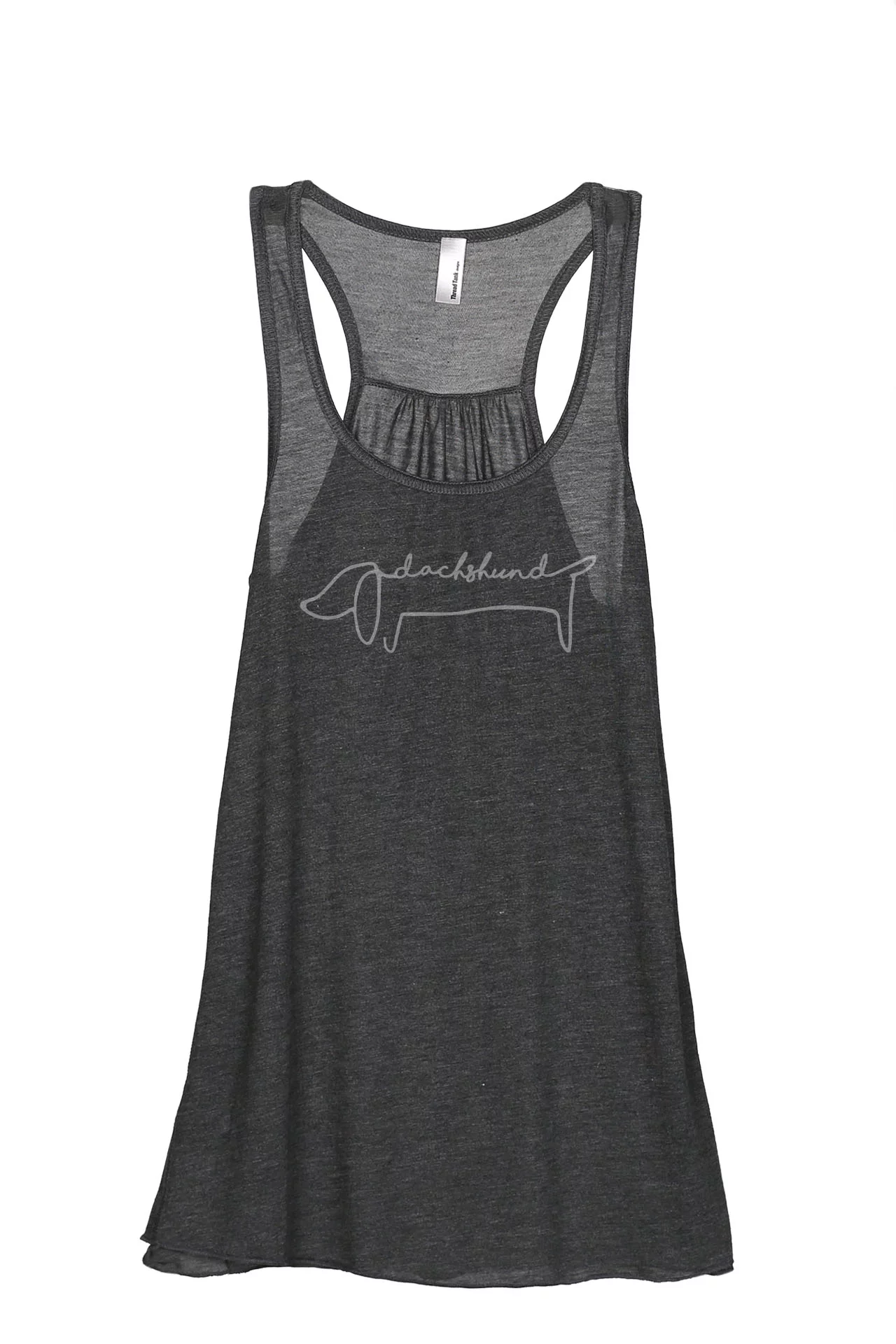 Dachshund Line Art Women's Fashion Sleeveless Flowy Racerback Workout Yoga Tank Top Charcoal Grey Small