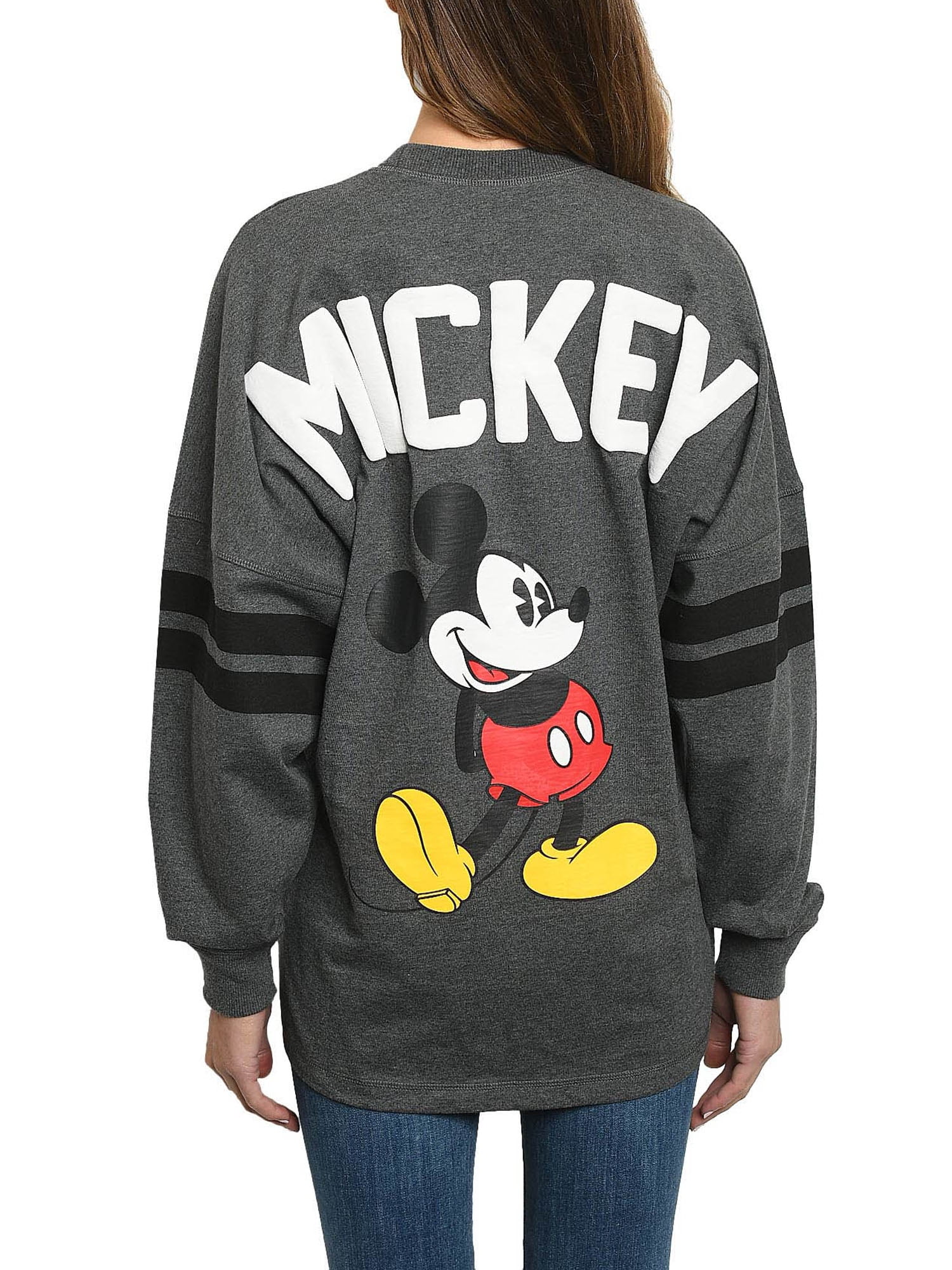 Mickey Mouse Sweatshirt Disney Women's Long Sleeve Jersey Charcoal Gray