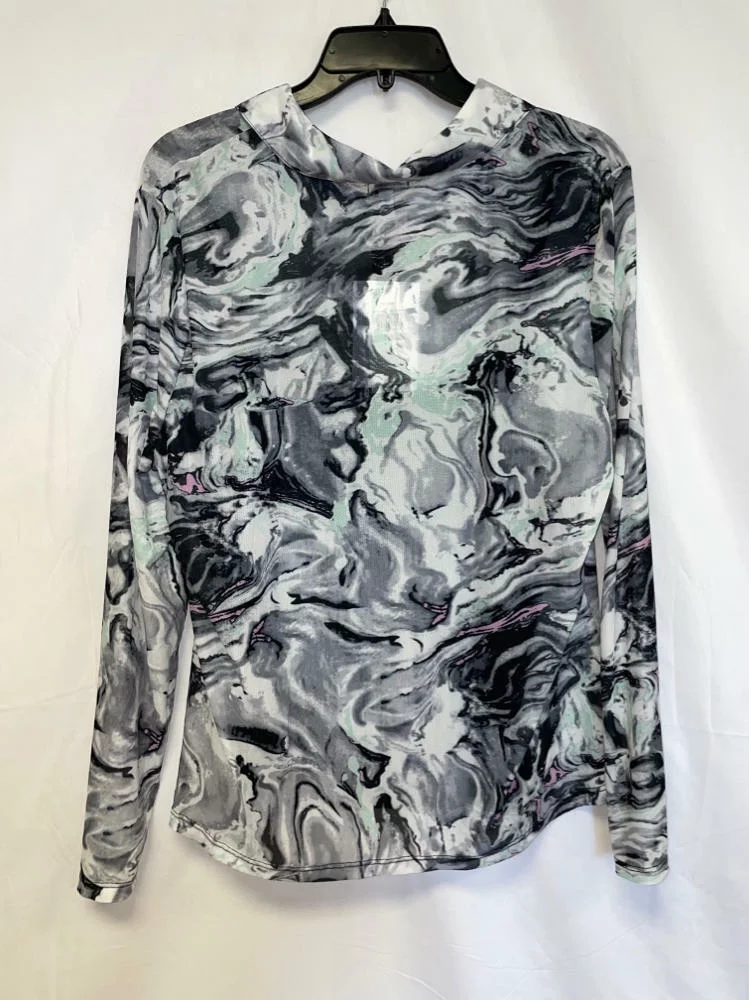 Love, Fire Womens Plus Size Tie-Dye Printed Polo Shirt, Black Marble, 1X