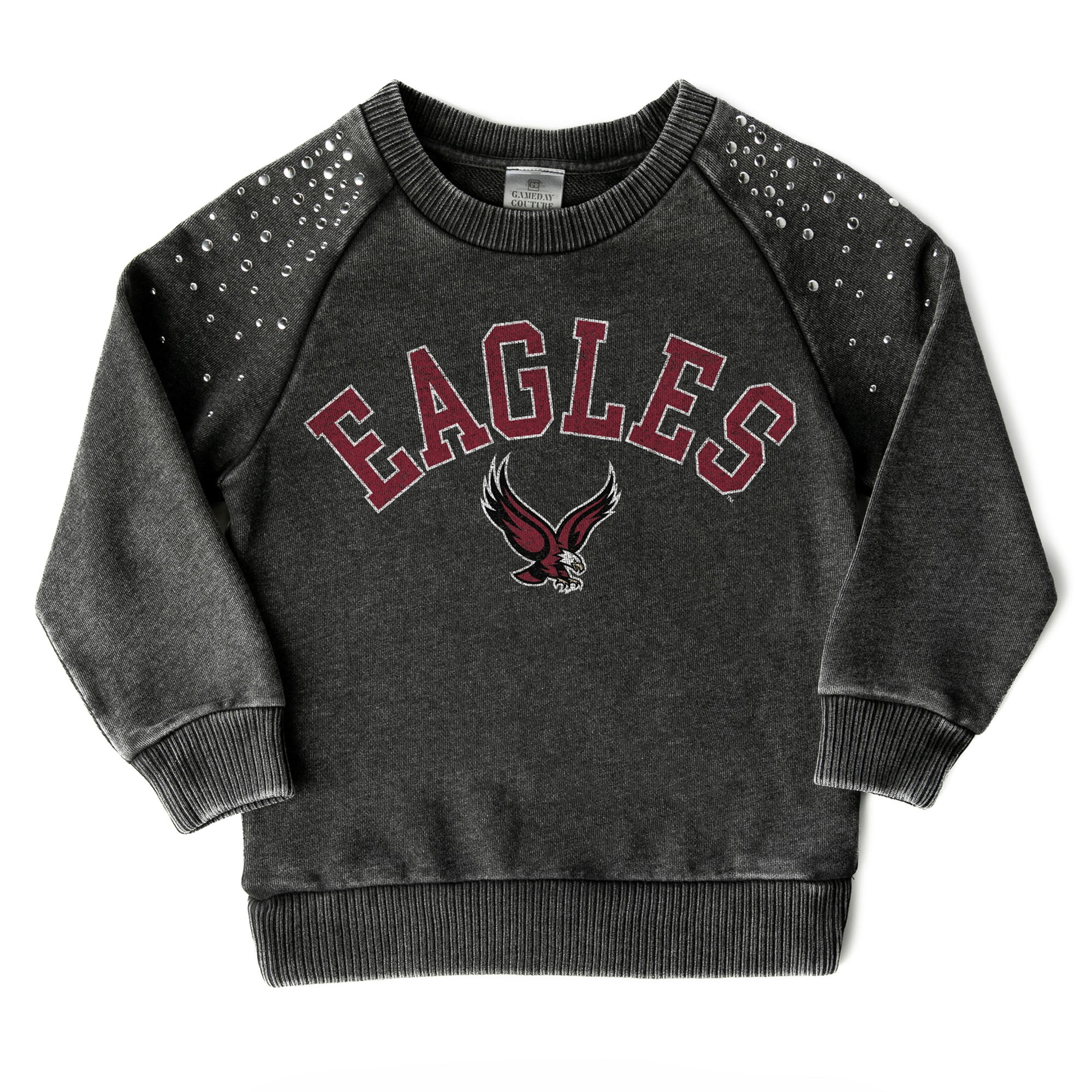 Girls Youth Gameday Couture Charcoal Boston College Eagles Don't Blink Studded Long Sleeve T-Shirt