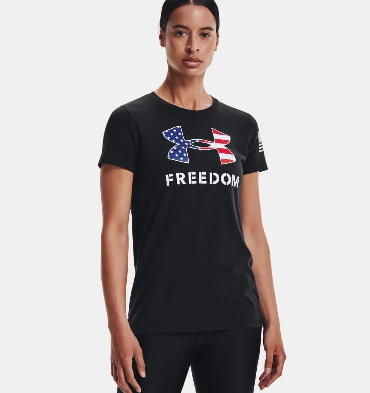 Under Armour 1370815-002-SM New Women's Freedom Logo Black Size T-Shirt