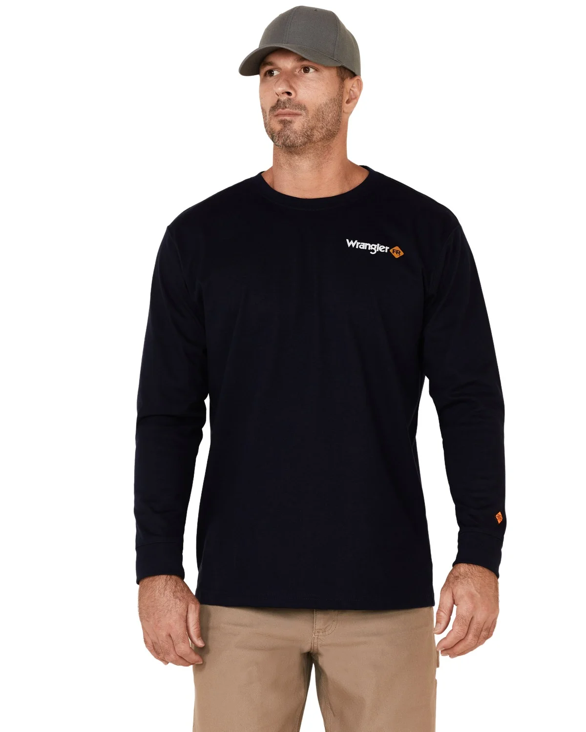 Wrangler Men's Fr Flag Back Graphic Long Sleeve Work T-Shirt Big Navy 2X