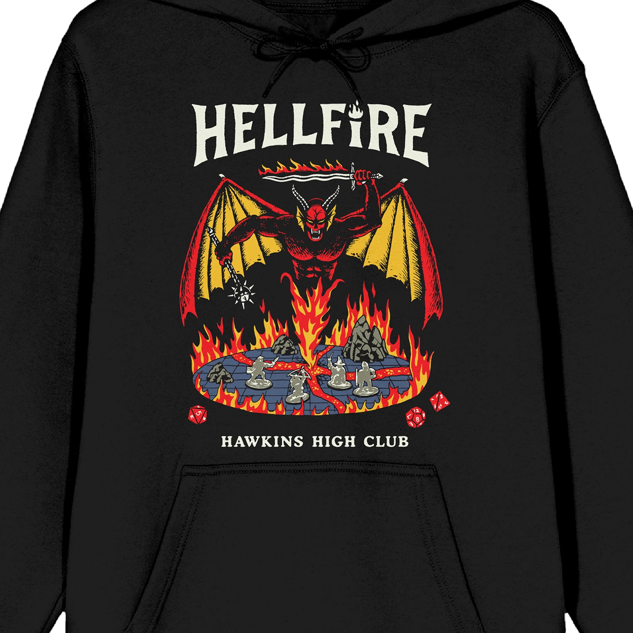 Stranger Things Hellfire Hawkins High Club Long Sleeve Black Adult Hooded Sweatshirt-XXL