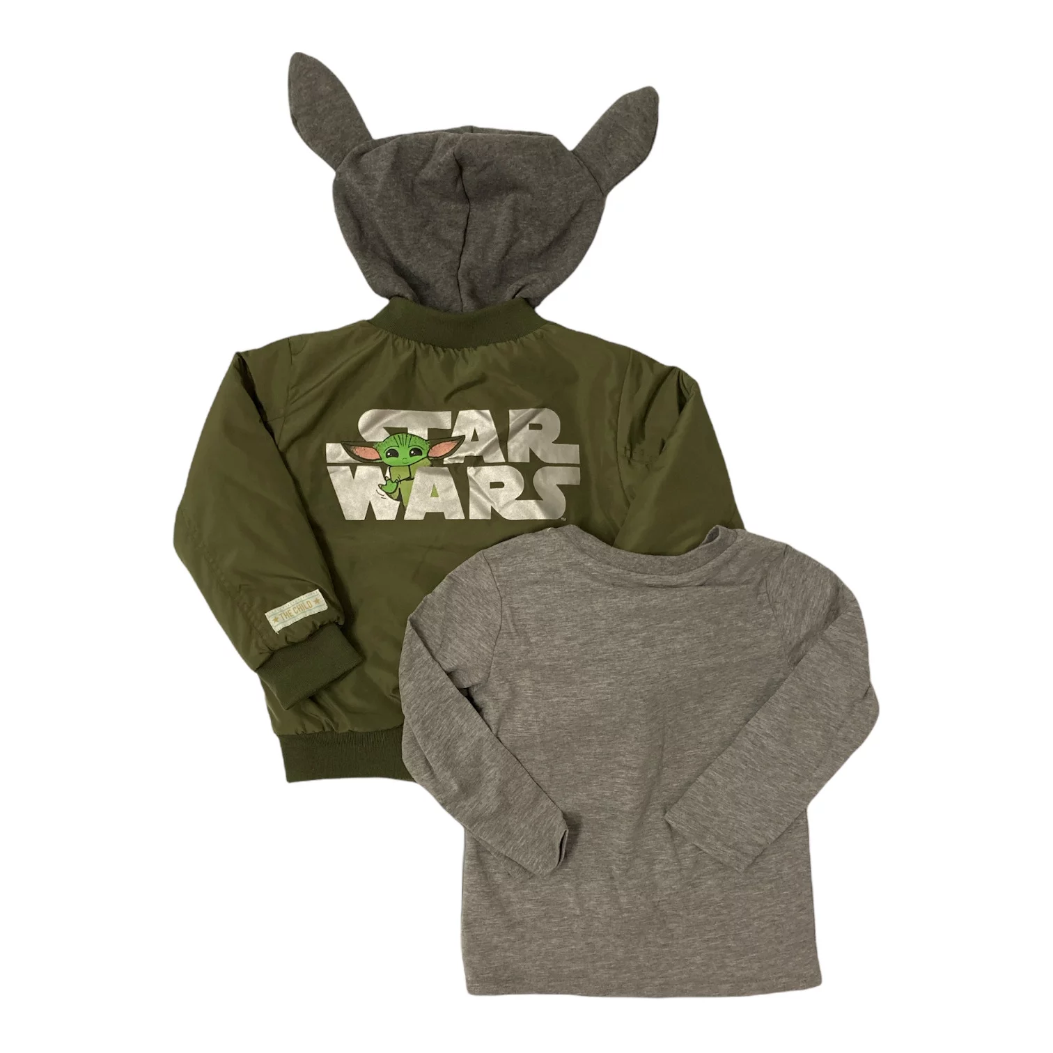 Disney Boy's Star Wars Mandalorian Baby Yoda Long Sleeve Shirt & Hooded Jacket Set (3T)