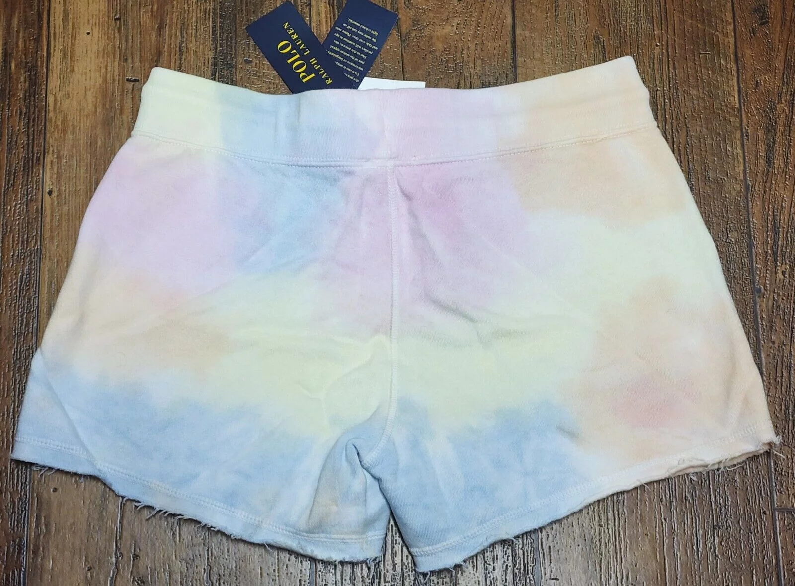 Polo Ralph Lauren Women's TIE DYE PINK Fleece Shorts Blue Pony, Size Medium