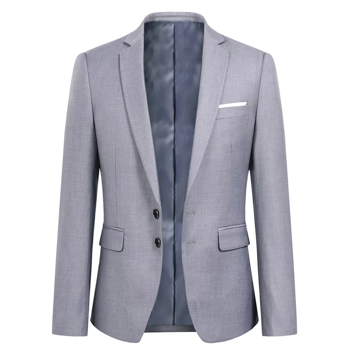 Mens Slim Fit Blazer Jacket Two-Button Notched Lapel Casual Suit Jacket