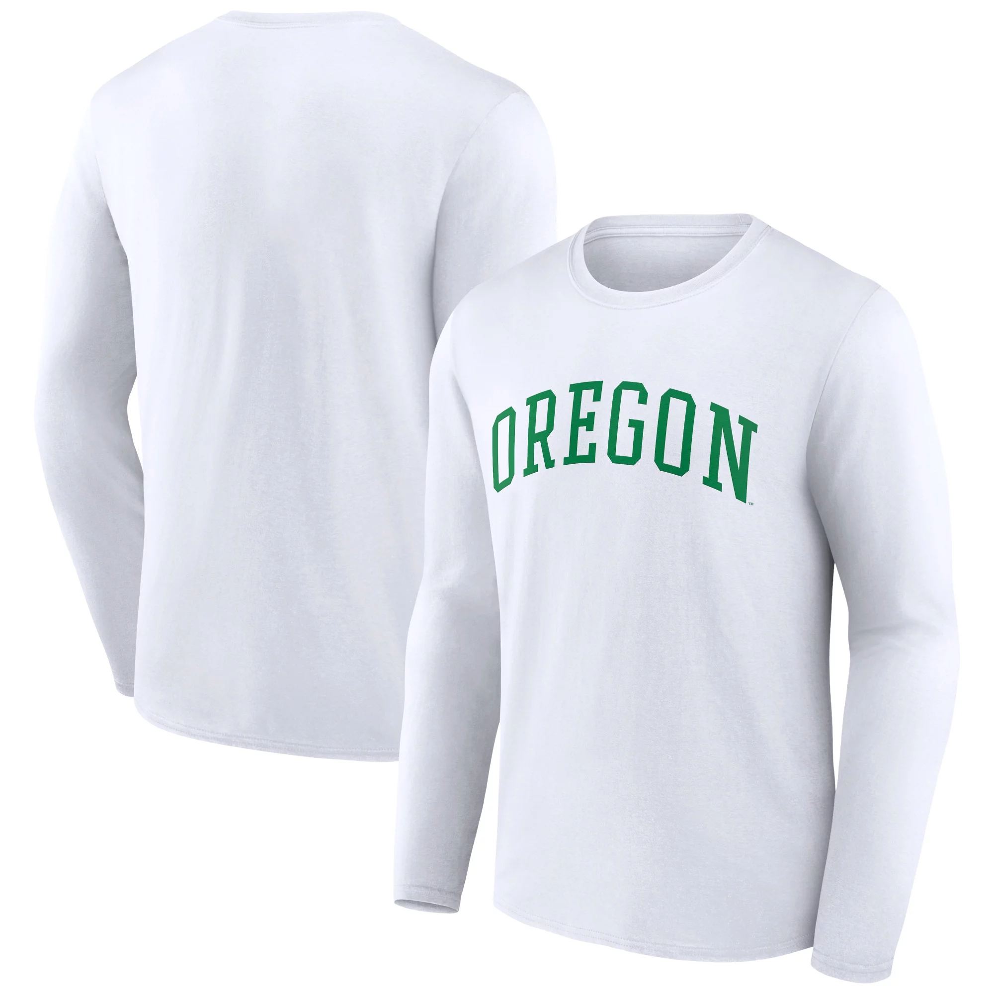 Men's Fanatics Branded White Oregon Ducks Basic Arch Long Sleeve T-Shirt