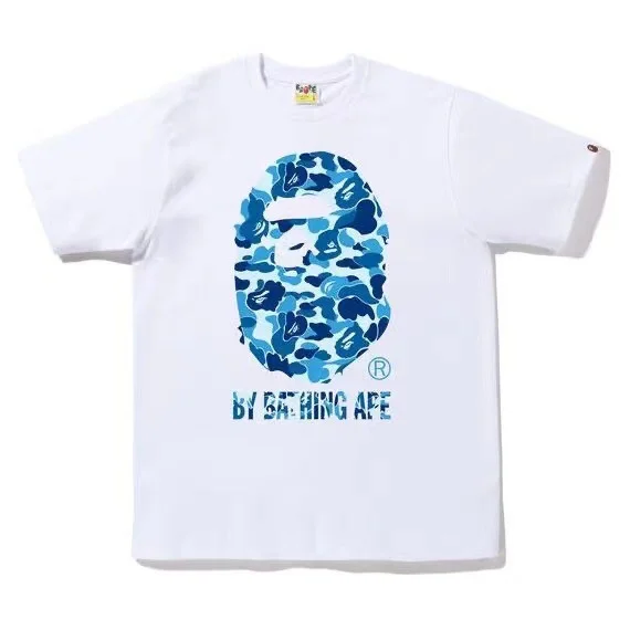 2024 New Bape Summer Printed Ape Head Shark Fashion Casual Hip Hop Men's and Women's Short Sleeve T-Shirt