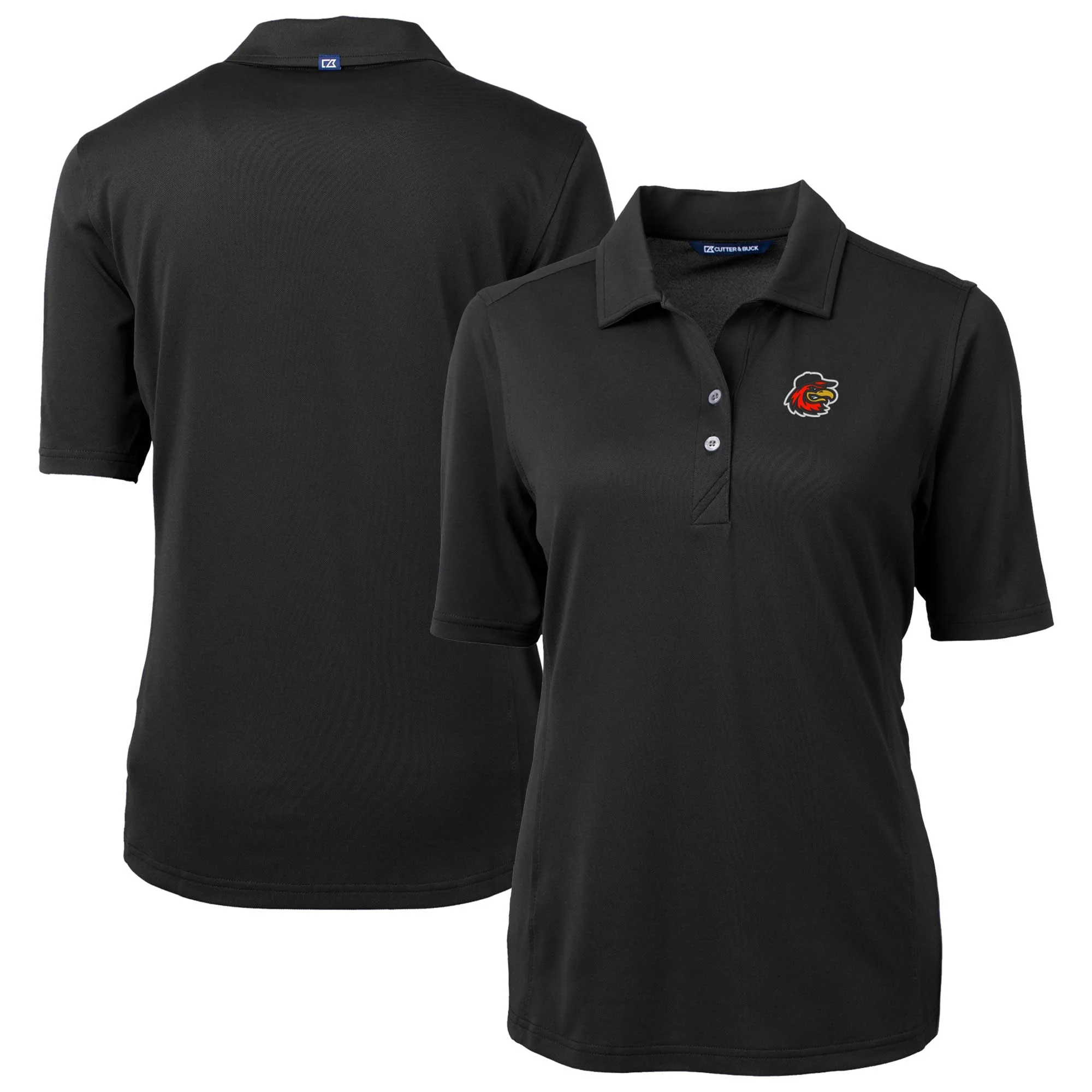Women's Cutter & Buck Black Rochester Red Wings Virtue DryTec Eco Pique Recycled Polo