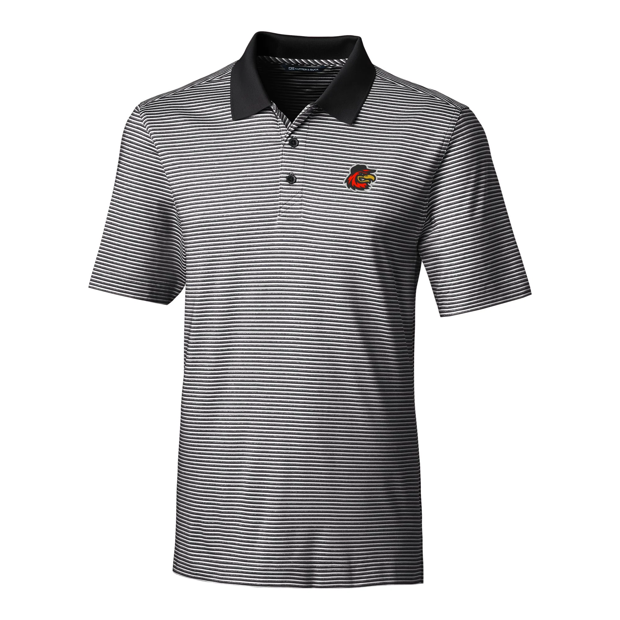 Men's Cutter & Buck Black Rochester Red Wings Big & Tall Forge Tonal Stripe Stretch Polo