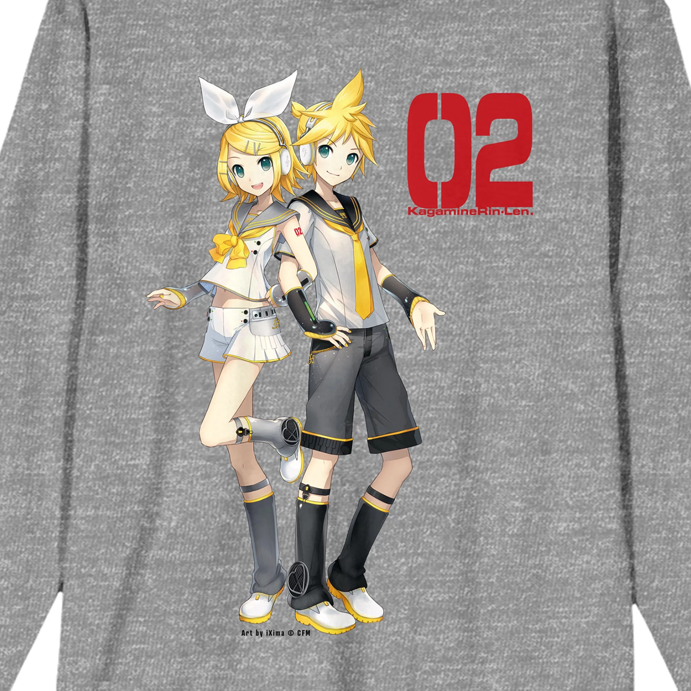 Hatsune Miku Rin & Len 02 Crew Neck Long Sleeve Sport Heather Women's Tee-Large