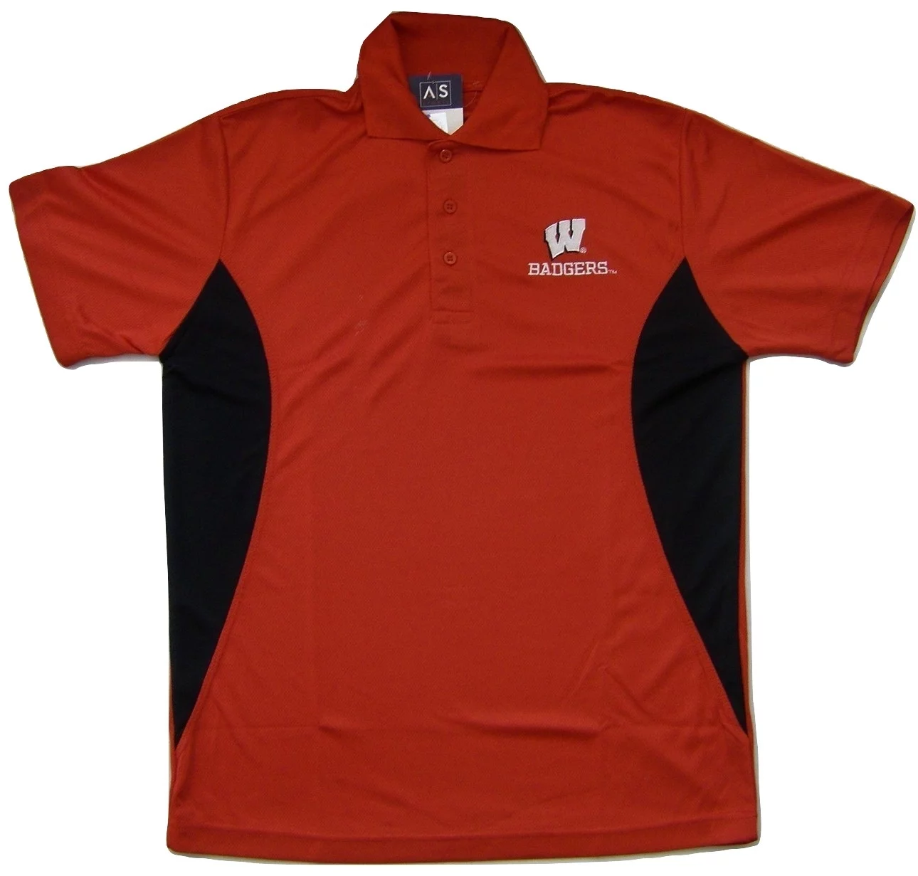 NCAA Wisconsin Badgers Men's Pieced Panel Polo Shirt, Medium, Red/Black
