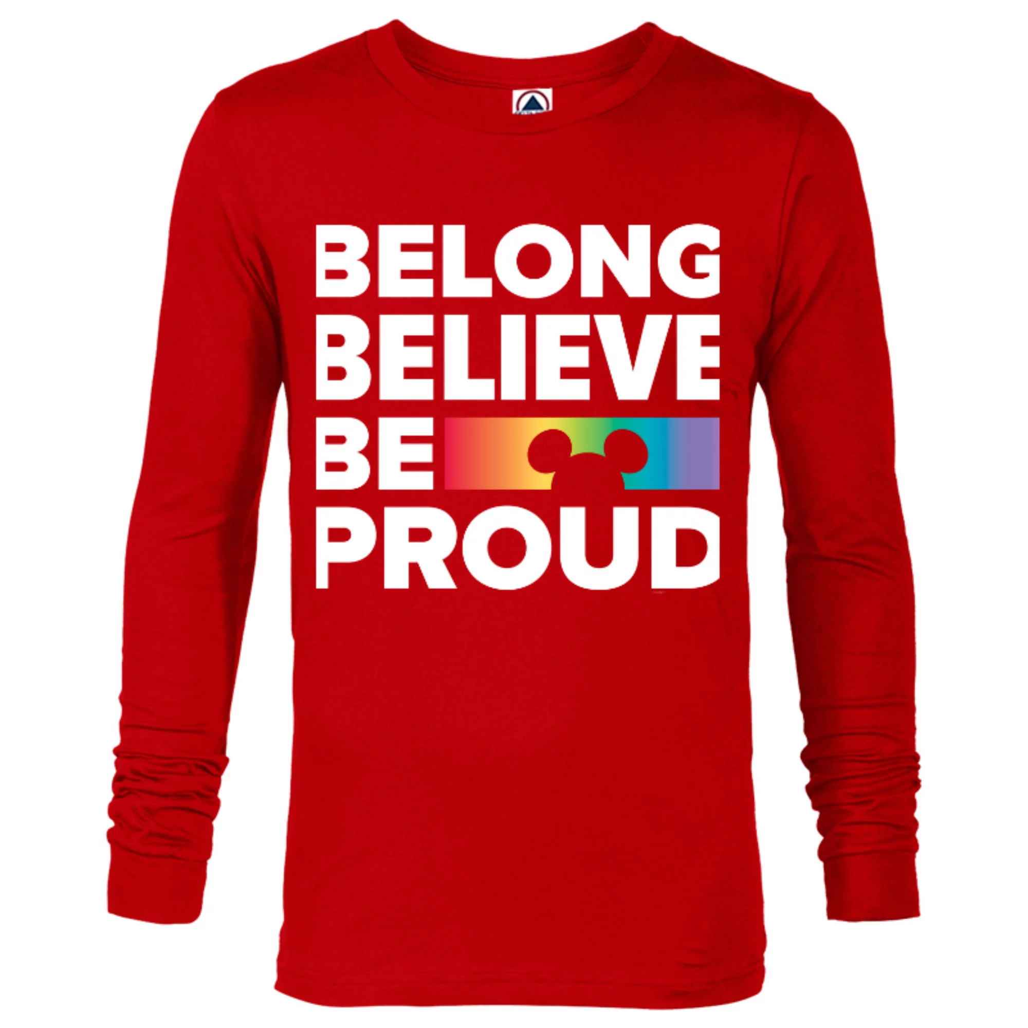 Disney Belong Believe Be Proud Pride - Long Sleeve T-Shirt for Men - Customized-New Red
