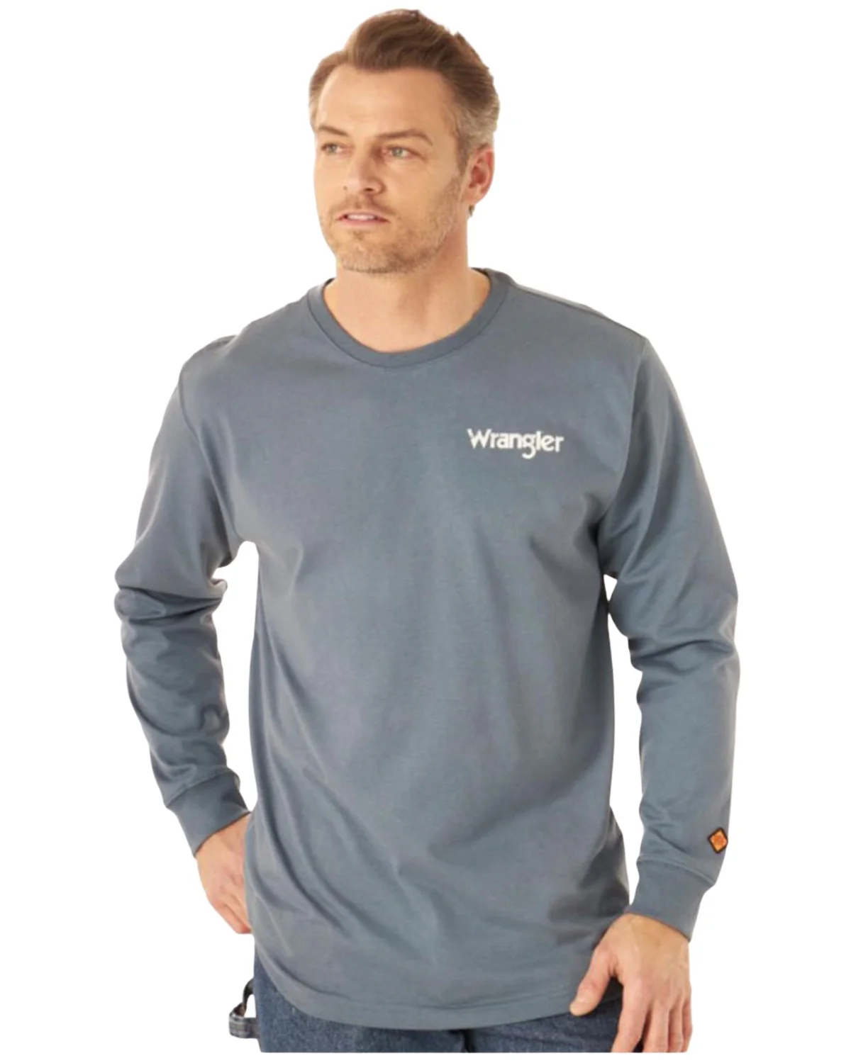 Wrangler Men's Fr Wrench Flag Graphic Long Sleeve Work T-Shirt Big Indigo 2X