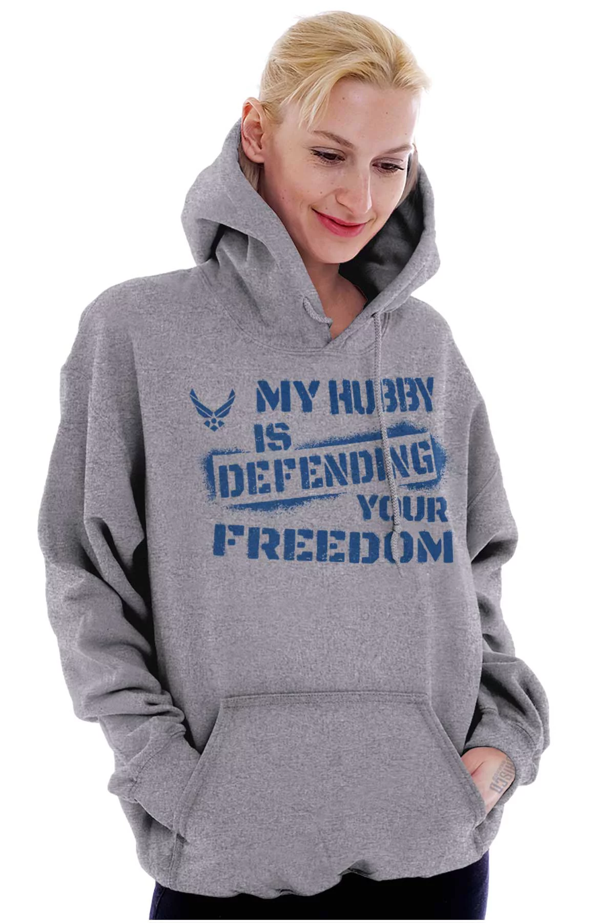 US Air Force Hubby Defending Freedom Hoodie Sweatshirt Women Brisco Brands S