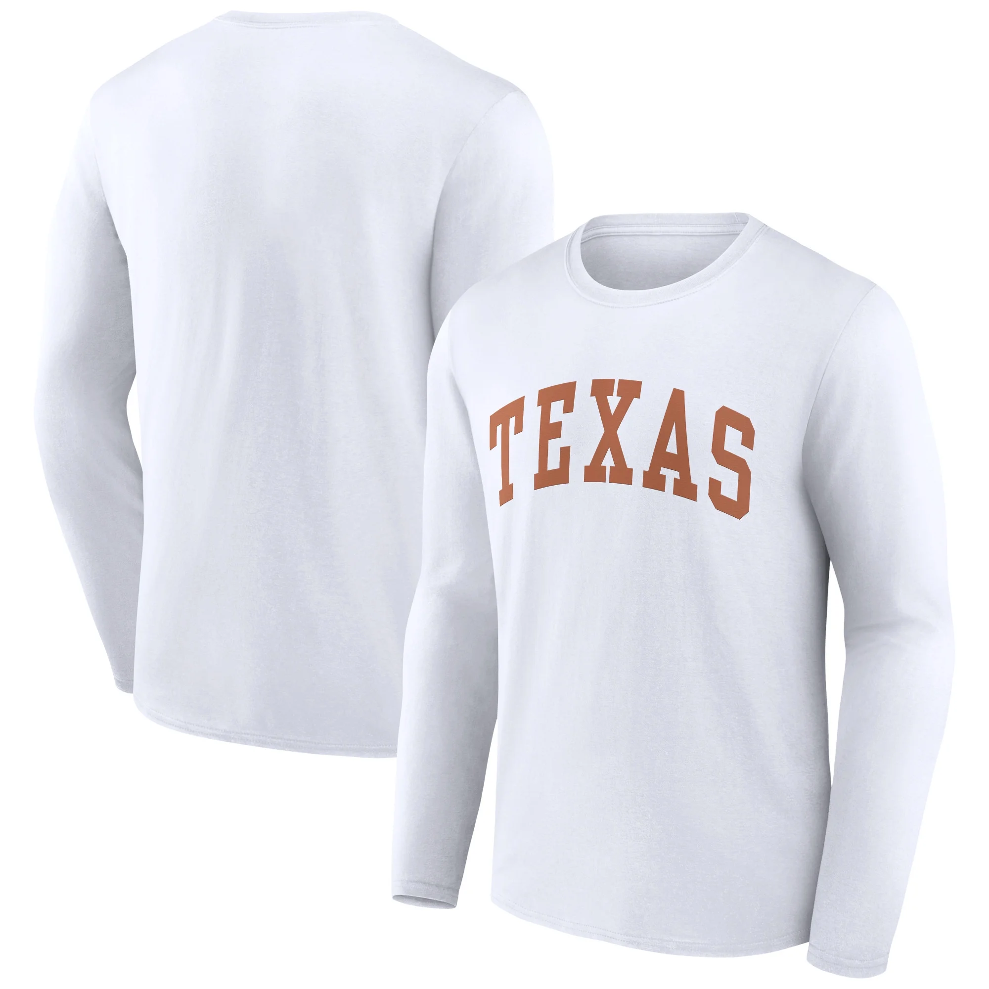 Men's Fanatics Branded White Texas Longhorns Basic Arch Long Sleeve T-Shirt
