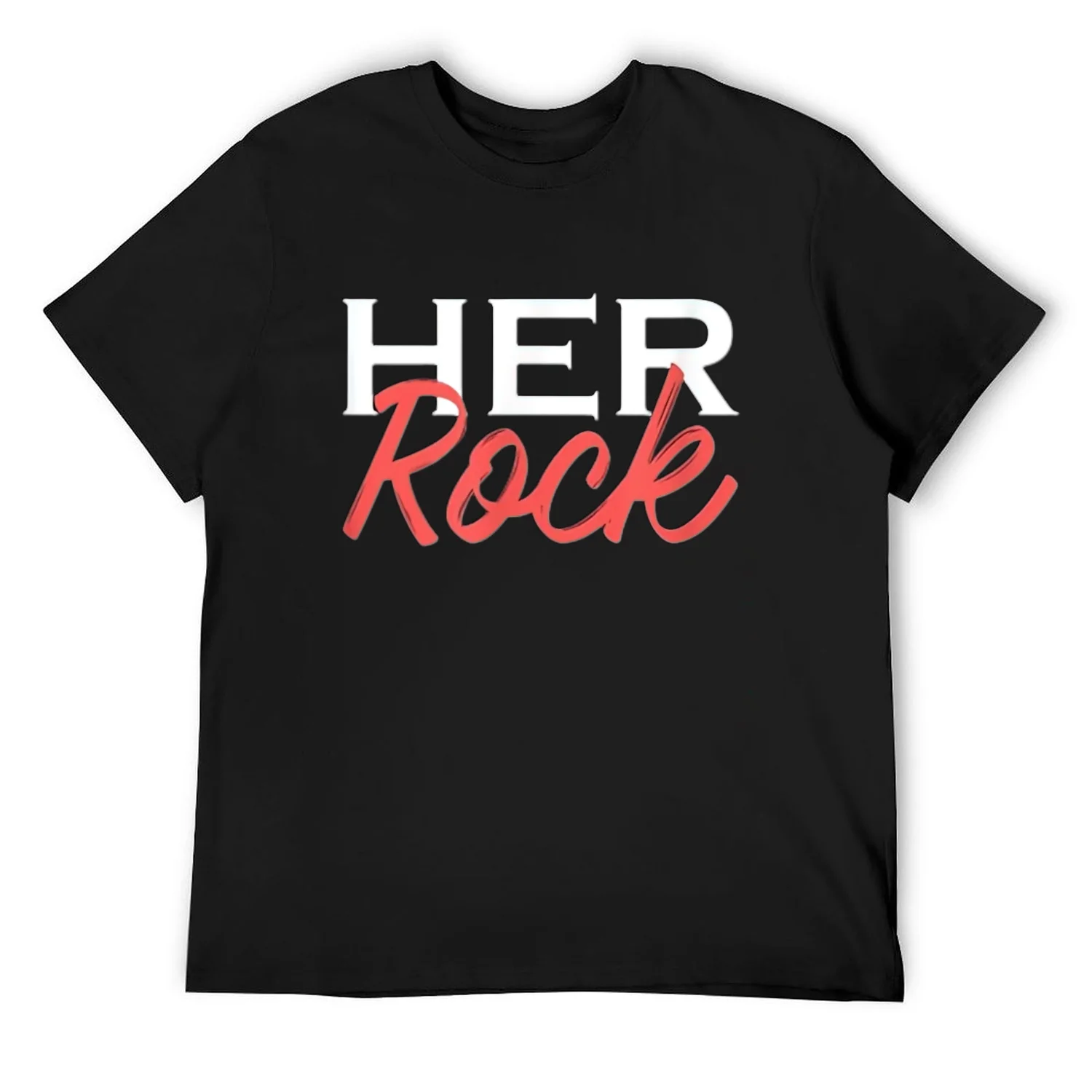 Mens Her Rock, Husband & Wife, Girlfriend & Boyfriend Matching T-Shirt Black 4X-Large