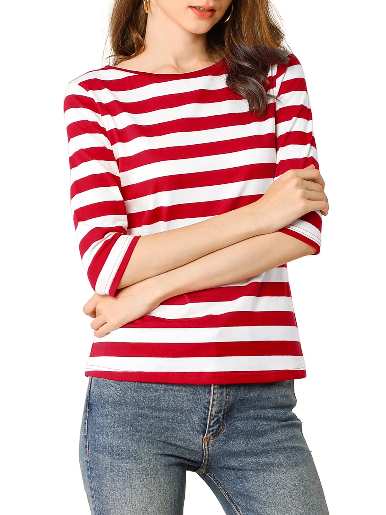 Unique Bargains Women's Halloween Costume 1/2 Sleeve Round Neck Floral Top 3XL Red White