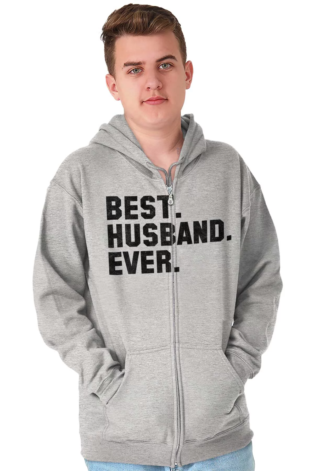 Best Husband Ever Trophy Hubby Gift Zip Hoodie Sweatshirt Men Brisco Brands S