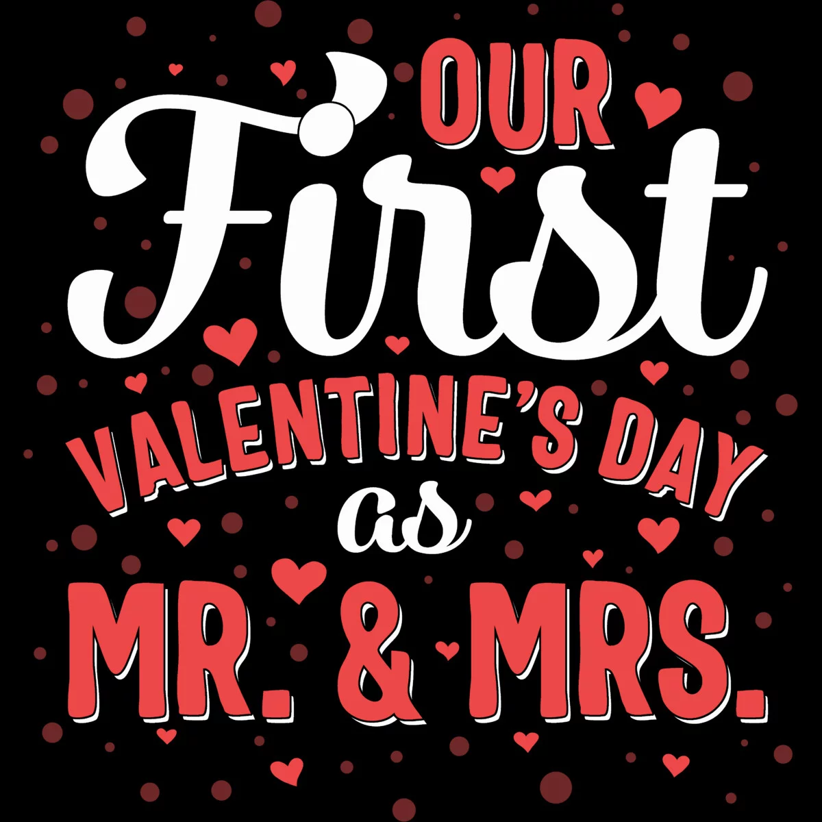 Our First Valentines Day As Mr Mrs Wedding Marriage Wife Mens Black Graphic Tank Top - Design By Humans XL