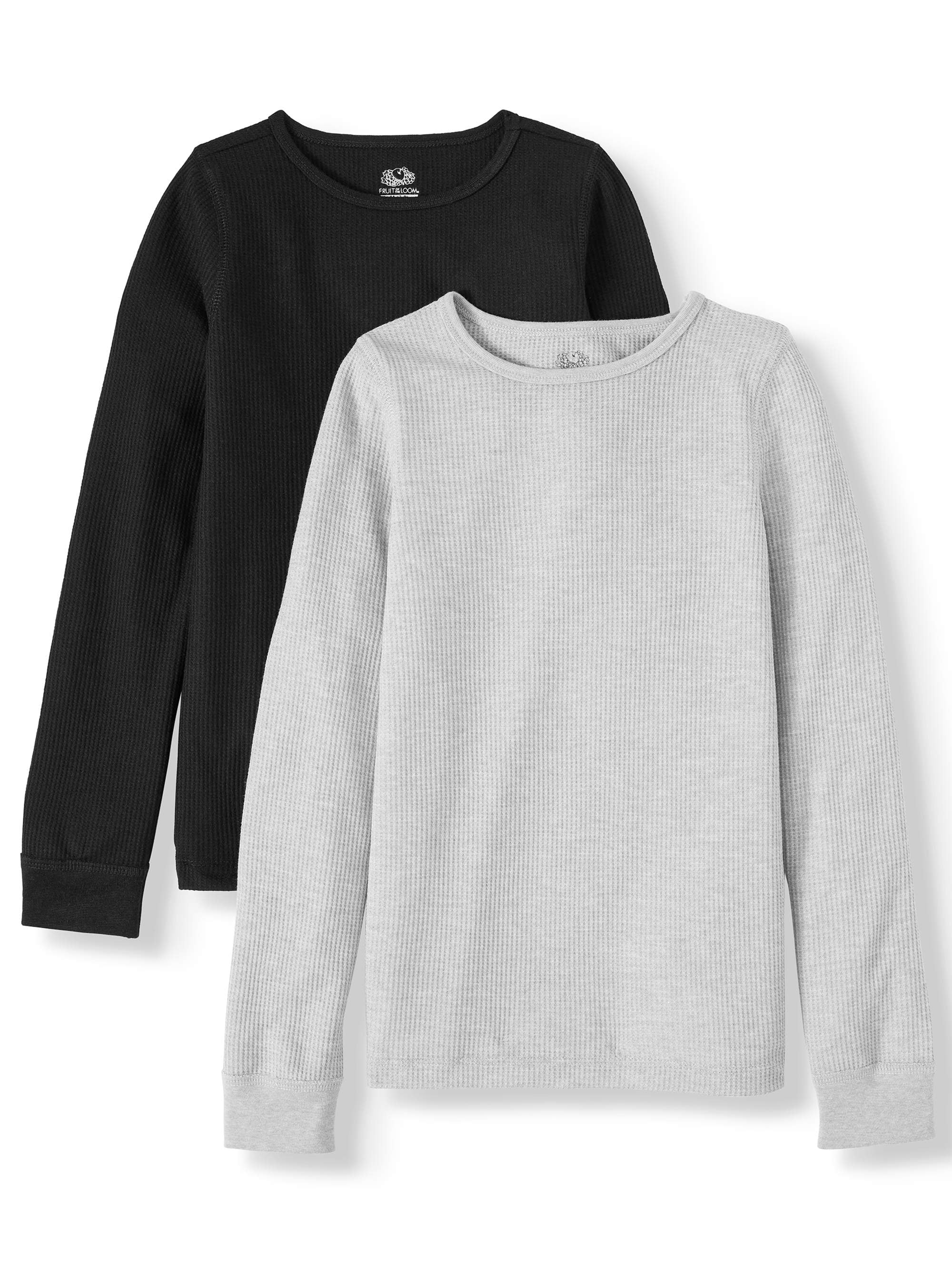 Fruit of the Loom Girls Thermals, 2 Pack Super Soft Waffle Thermal Undershirts (Little Girls & Big Girls)