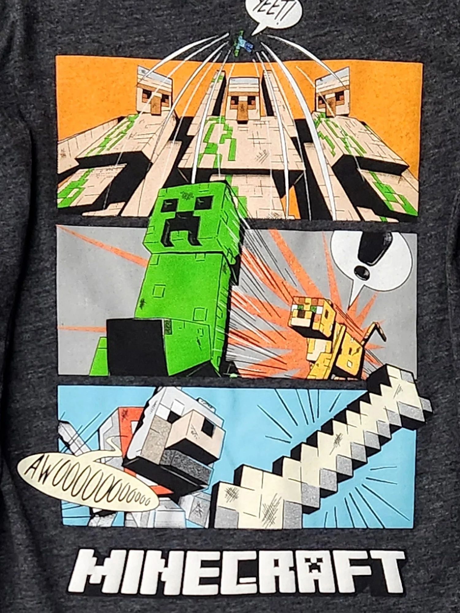 Boys Gray Minecraft Long Sleeve T-Shirt Mine Craft Tee Shirt T-Shirt XS 6-7